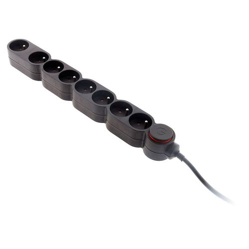 Bloc HOME 8 Prises 16A avec Interrupteur Noir et Fiche Extraplate Câble 1,5m