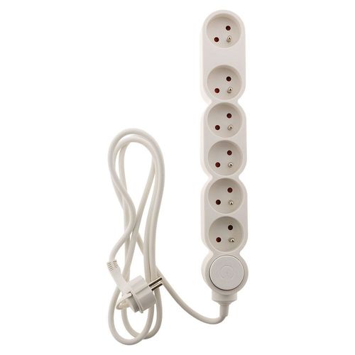 Bloc HOME 6 Prises 16A avec Interrupteur Blanc et Fiche Extraplate Câble 1,5m