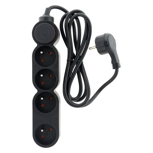 Bloc multiprise Home 4P x 16A noir cable HO5VV-F 3G1 mm² 1,5 mètres