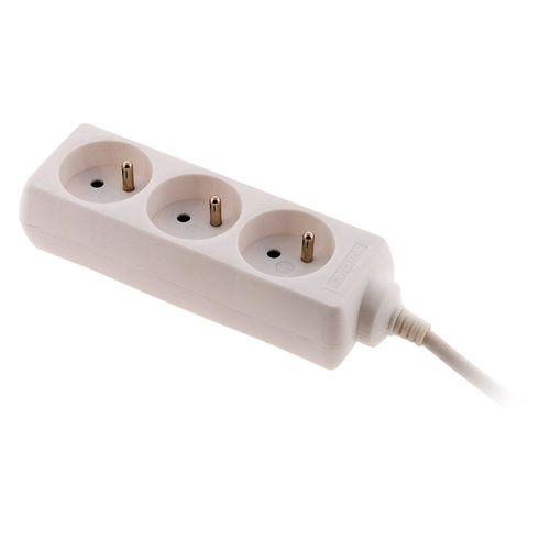Bloc 3 prises + fiche extra plate blanc 1m - Zenitech