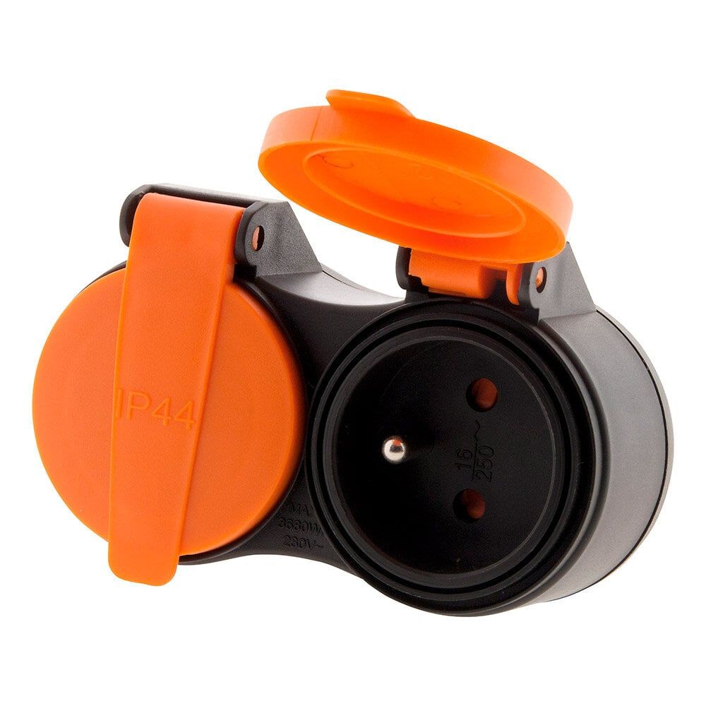 Rallonge ?tanche 2 prises 2P+T H07RN-F 3x 1,5mm? 10m avec clip de fixation orange - Zenitech