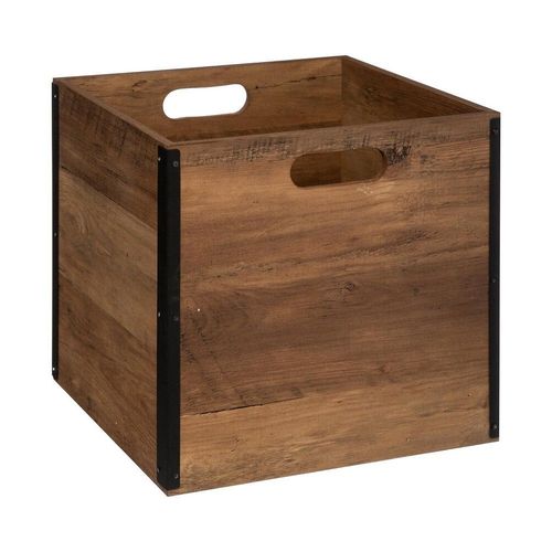 Boîte de rangement design en MDF effet bois - marron et noir
