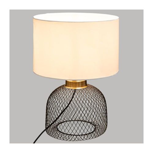 Lampe ? Poser En M?Tal Noir Et Abat-Jour Blanc H 38 Cm