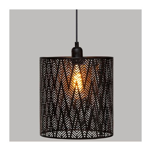 Luminaire Suspension En M?Tal Noir Ajour? D 24,5 Cm