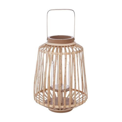 Lanterne En Rotin Ethnique Mood - H. 35 Cm - Beige