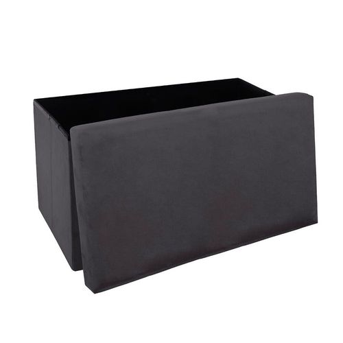 Pouf Pliable Tess En Velours - Gris Foncé - L 76 X P 38 X H 38 Cm