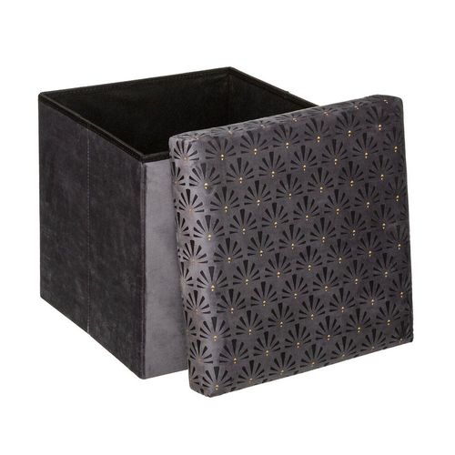 Liam Pouf Pliant - Velours - 38 X 38 Cm - Gris Galet