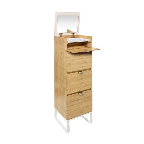 Chiffonnier En Bambou Levia 3 Tiroirs - Bambou Et Blanc