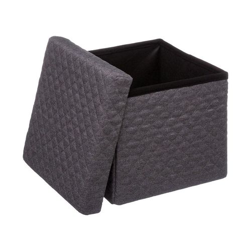 Pouf Pliable Avec Couvercle - L 31 Cm X P 31 Cm X H 30 Cm - Gris
