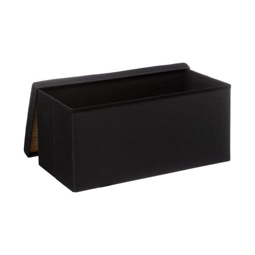 2 En 1 Pouf Pliant Double Et Coffre De Rangement Noir 76 X 37.5 Cm