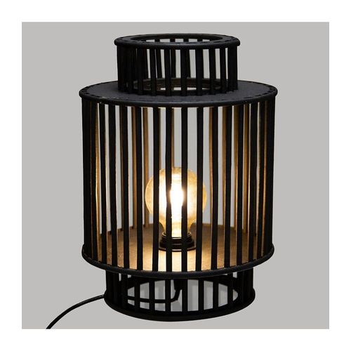 Lampe À Poser En Bambou Lyxia - H. 35 Cm - Noir