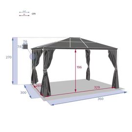 Tonnelle de jardin en aluminium Belize - 3 x 3,6