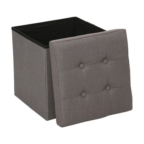 Pouf Carr? - Gris - Coffre De Rangement Pliable