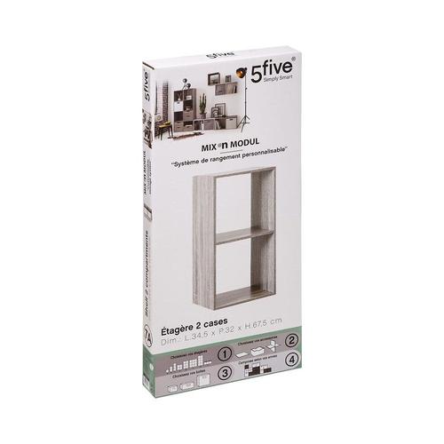 Etagère 2 Cases Mix - P. 34,5 Cm X H. 67,5 Cm - Gris