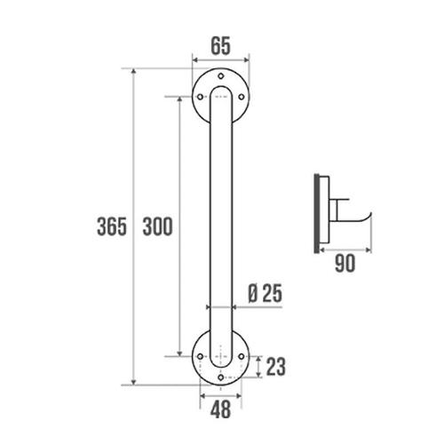 Barre d'appui droite Hypeco - Longueur 300 mm PELLET ASC