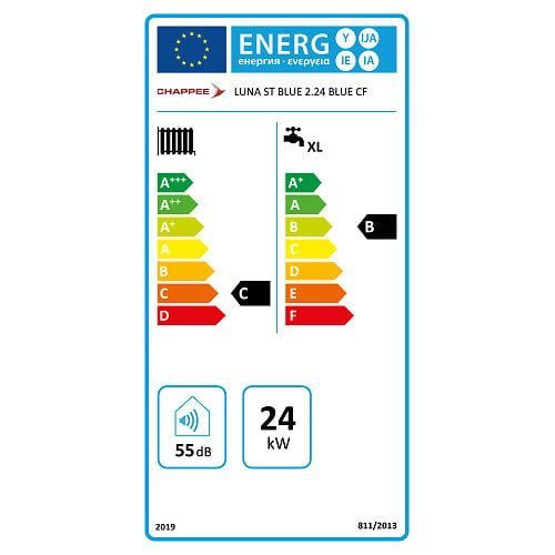 Chaudière Gaz BasNox Luna ST Blue Chappée 24 kW / Cheminée Nue (Sans Douilles et Dosseret)