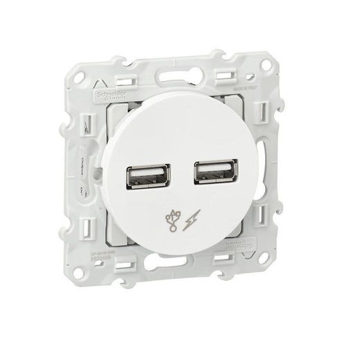 Prise chargeur USB - 2 x USB - Blanc - Odace SCHNEIDER