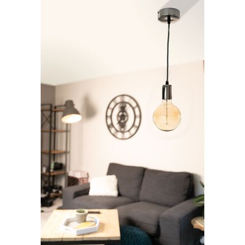 Kit De Suspension Luminaire Métal Avec Cordon Textile Chrome