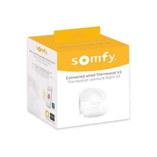 SOMFY 1870774 - Thermostat connecté filaire V2 - Pour Chauffage ou Chaudière Individuelle - Contact Sec - Compatible Amazon Alexa, l'Assistant Google & Tahoma (switch)