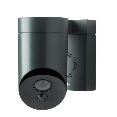SOMFY 2401563 - Outdoor Camera grise - Caméra de surveillance extérieure wifi - 1080p Full HD - Sirène 110 dB - Branchement possible sur luminaire existant