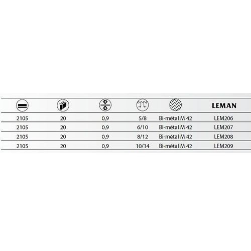 Lame de scie à ruban PAE 2105 x 20 x 0,9 mm x 10/14 TPI - Bi-Métal M42 - Métal - LEM209 - Leman