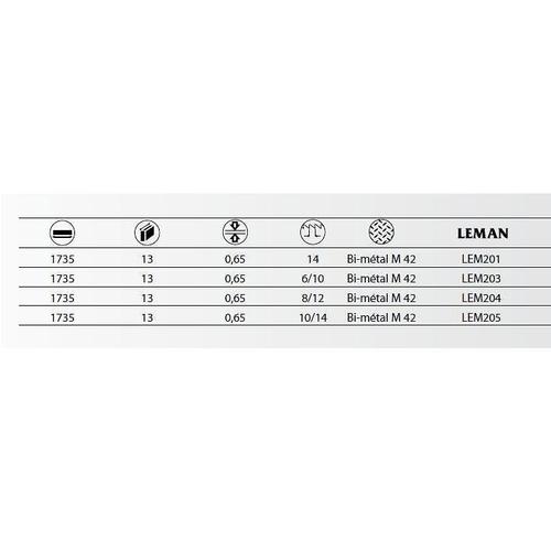 Lame de scie à ruban PAE 1735 x 13 x 0,65 mm x 10/14 TPI - Bi-Métal M42 - Métal - LEM205 - Leman