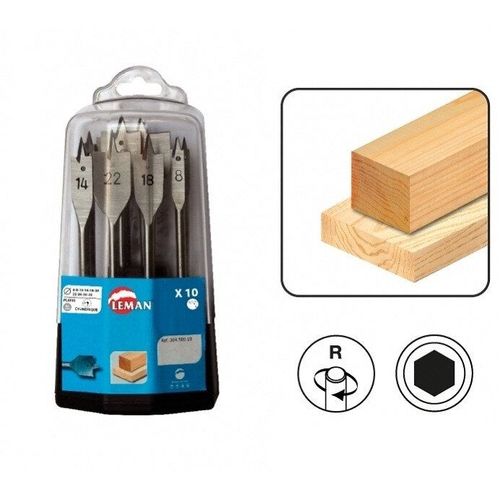 Leman - Coffret 10 mèches plates bois - 304.500.10