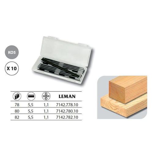 Leman - Boîte 10 Fers de rabot réversibles carbure 82x5,5x1,1 mm - 7142.782.10