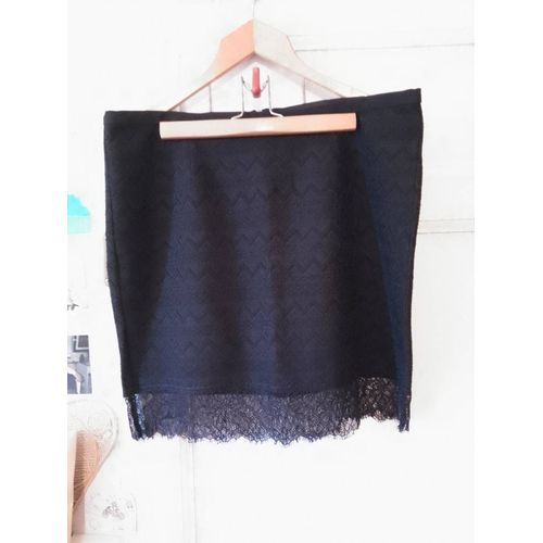 Jupe Noire Bas Dentelle 44 Xxl Etam.
