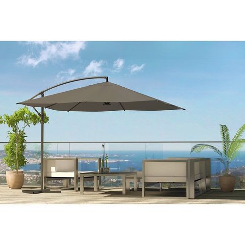 Solenzara À Led Gris : Parasol À Led Déporté 3x3m