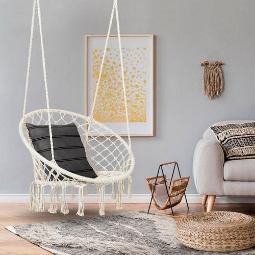 Hamac Chaise Suspendue Design Bohème Macramé 1 Personne