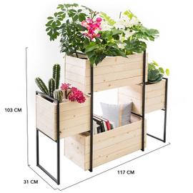 Jardinière en bois, 171 L, rectangle, bac à fleur extérieur, plantes,  Solid, pas cher, achat