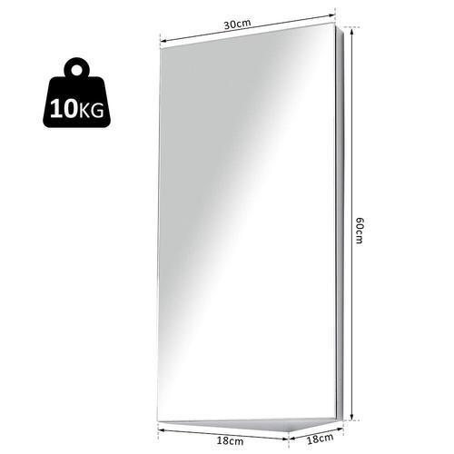 Armoire Miroir Salle De Bain Armoire De Toilette Murale Meuble D'angle 2 Étagères Dim. 30l X 18,4l X 60h