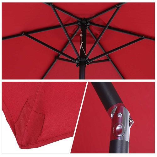 Parasol Inclinable De Jardin Balcon Terrasse Manivelle Toile Polyester Imperm?Abilis?E Haute Densit? 180 G/M? ?2,7 X 2,35h M Alu Rouge Vineux