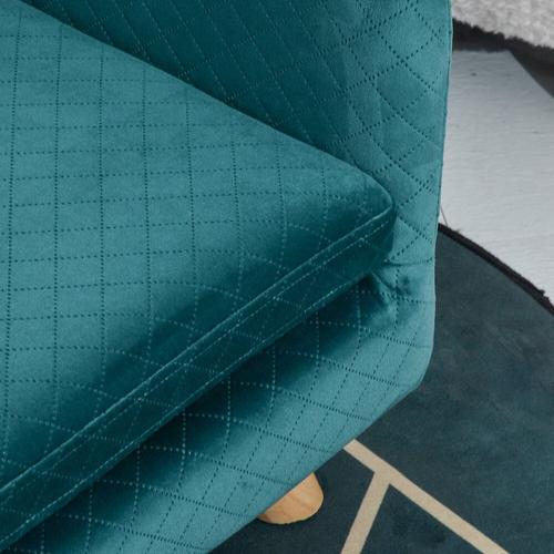 Canapé Chien Lit Pour Chien Design Scandinave Coussin Moelleux Pieds Bois Massif Dim. 64 X 45 X 36 Cm Velours Bleu Canard