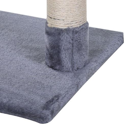 Arbre À Chat 3 Griffoirs Grattoirs Sisal Naturel Plateforme Hamac Et Boule Suspendue Dim. 50l X 36l X 70h Cm Peluche Haute Densité 220 G/M² Gris