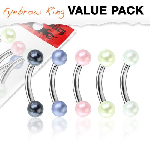 Lot 5 Piercings Arcade Swann Sourcil Oreille Cartilage Tragus Helix Barbell Barre Acier Chirurgical Inoxydable Anti Allergique Lovepiercing