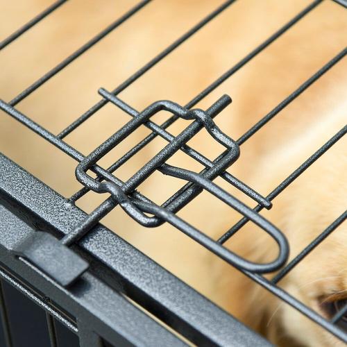 Cage Pour Chien Pliable Cage De Transport Sur Roulettes 2 Portes Verrouillables Plateau Amovible Dim. 125l X 76l X 81h Cm Métal Gris Noir