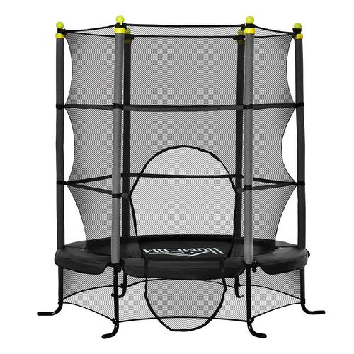 Trampoline Enfant Ø 1,63 × 1,63h M Filet De Sécurité Porte Zipée Couvre-Ressorts 6 Poteaux Rembourrés Inclus Noir