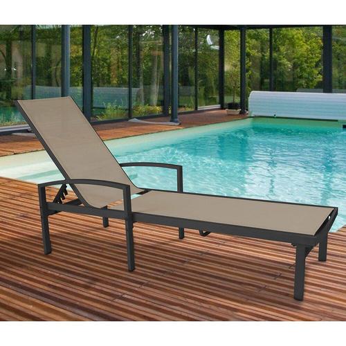 Lot De 2 Bains De Soleil En Aluminium Taupe