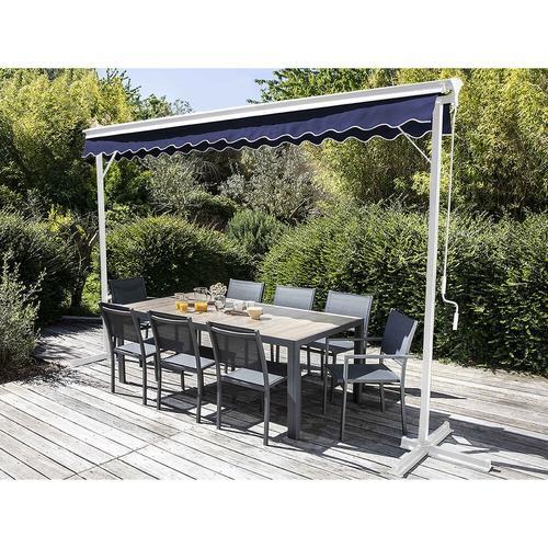 Store Double Pente Avec Coffre 3 X 4 M En Aluminium Bleu Marine