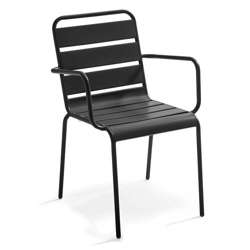 Table De Jardin Et 6 Fauteuils En Métal Gris