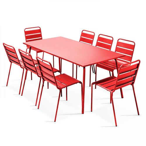 Table De Jardin En Métal Rouge
