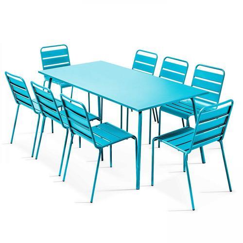 Table De Jardin En Métal Bleu