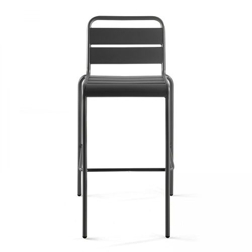Table Haute De Jardin Et 6 Chaises En Métal Gris