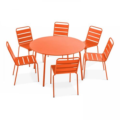 Table Ronde En Acier Orange
