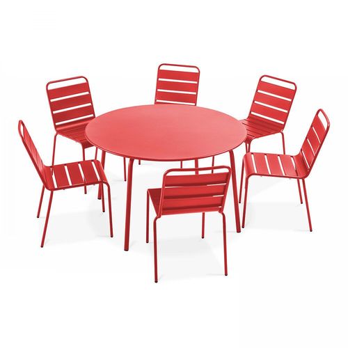 Table Ronde En Acier Rouge