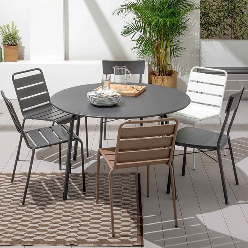 Table Ronde En Acier Anthracite