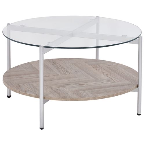 Table Basse Métal Plaqué En Bois Argenté Lovell