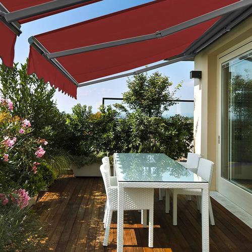 Store Banne Semi-Intgral En Aluminium Rouge 2,5x2m